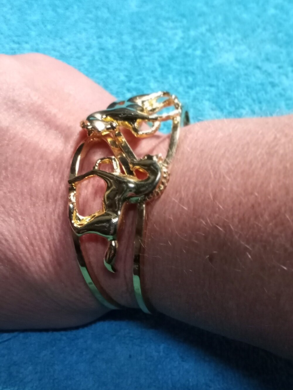 Gold Horse Cuff Bracelet - Women Jewelry Hinged